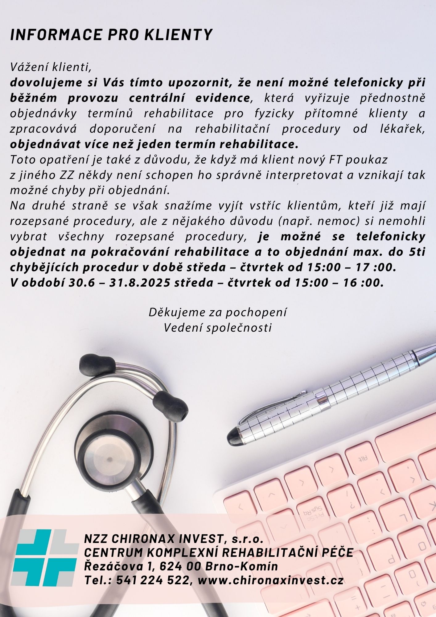 Informace pro klienty